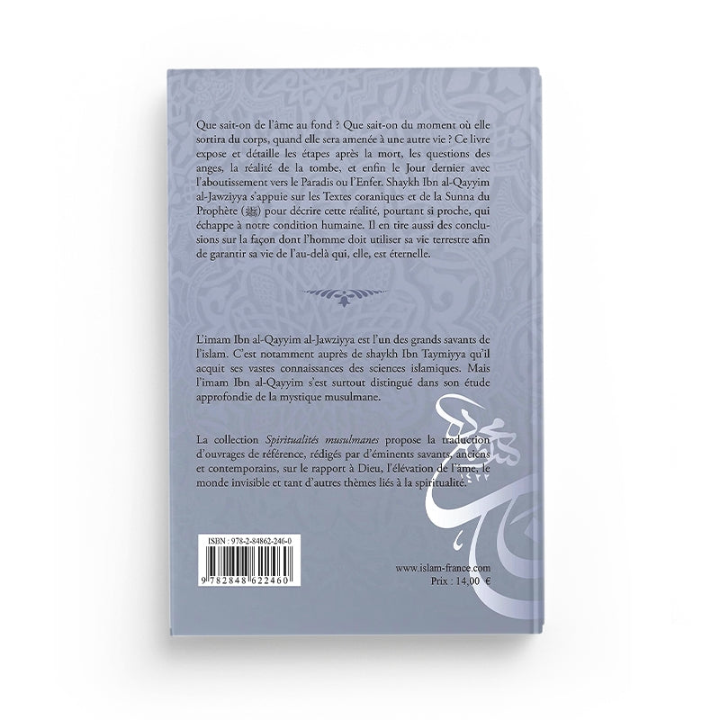 Livre "L’Âme après la Mort" d'Ibn Qayyim al-Jawziyya, édition Tawhid, couverture avec texte en arabe et titre en français.