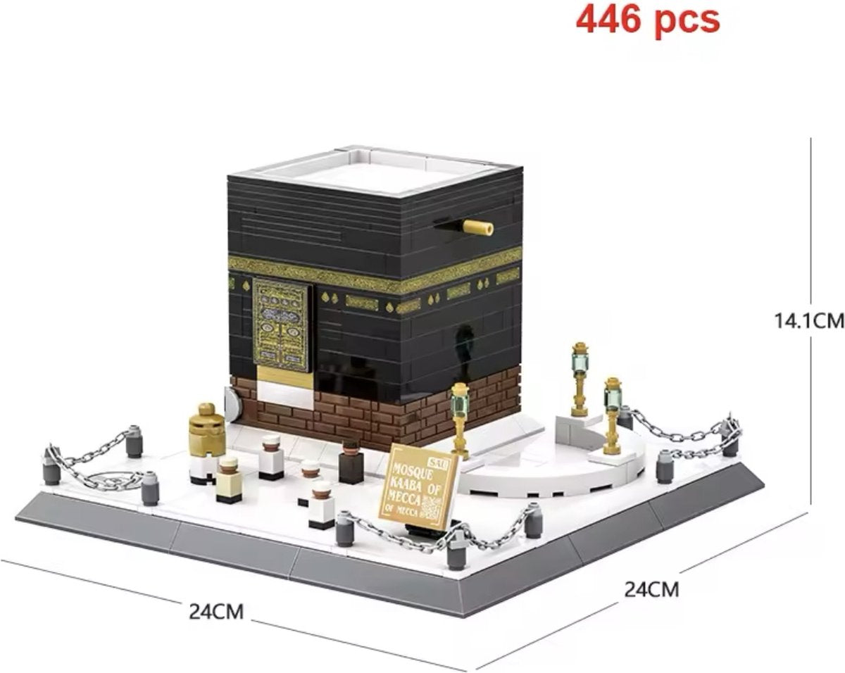 Blocs Kaaba WANGE, jeu de construction islamique pour enfants, 446 pièces, modèle en plastique coloré représentant la Kaaba.