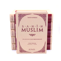 Livre Sahih Muslim en 6 volumes bilingue de la marque Al-Hadith, vue de la couverture avec titres en arabe et français.