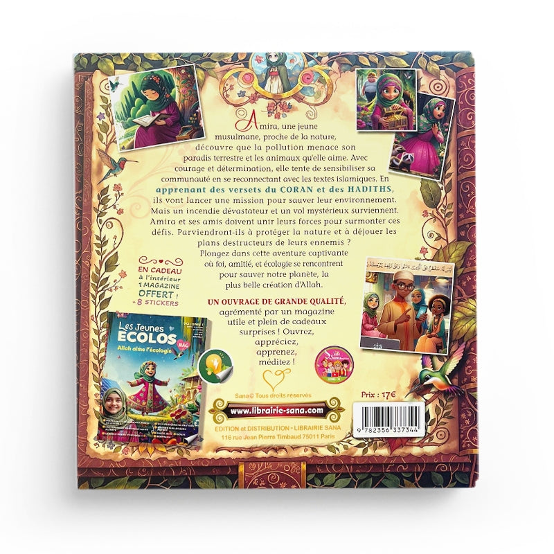 Livre enfant Les héros Mouslims – Écologie et Islam, Tome 1, publié par SanaKids, illustré avec une couverture colorée.