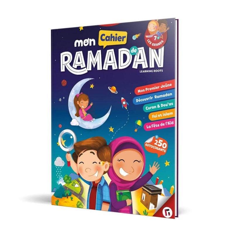 Cahier de Ramadan pour enfants de plus de 7 ans, livre éducatif de Learning Roots avec illustrations colorées et activités.