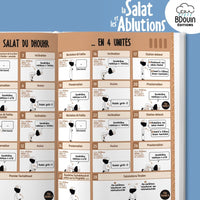 Illustrated mini guide for boys on Salat and ablutions, featuring colorful pages and engaging illustrations by Bdouin.
