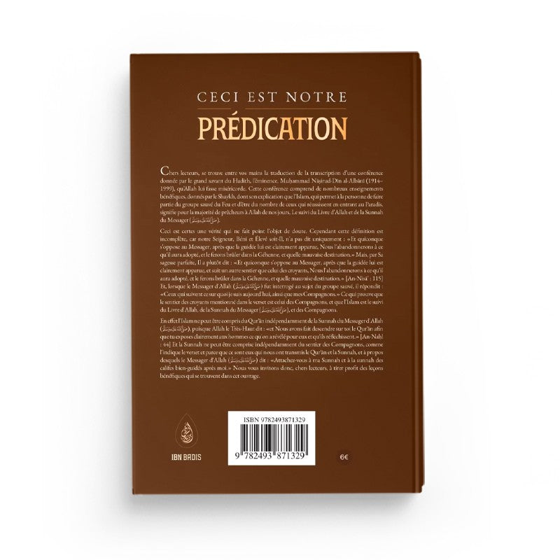 Ceci est notre prédication – Al Albânî – Ibn Badis - Librairie Al Minhaj