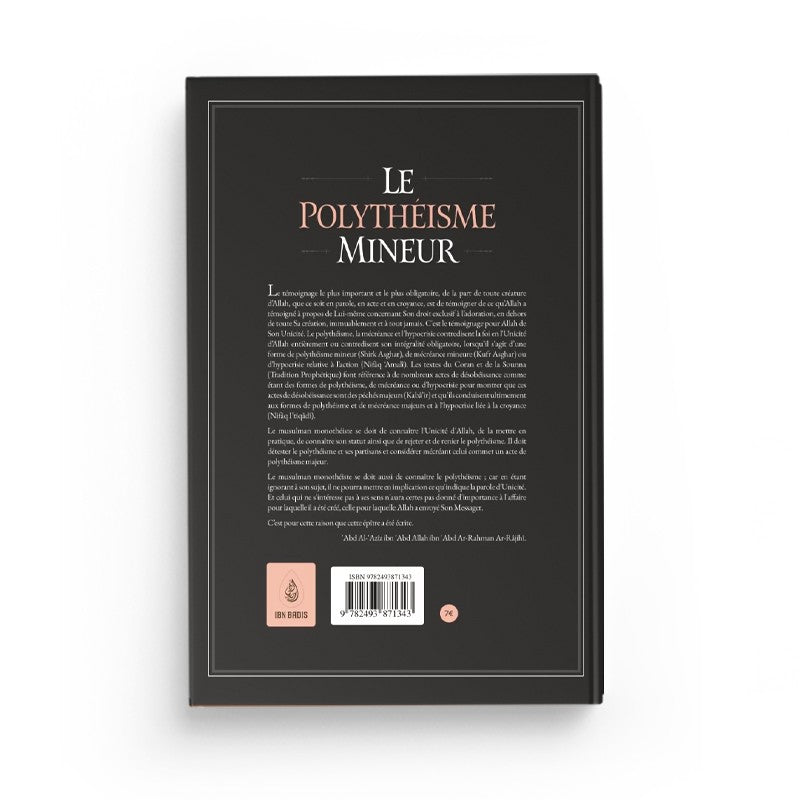 Livre "Le Polythéisme Mineur" d'Ibn Râjihî, ouvrage en édition Ibn Badis, vue de la couverture avec titre visible.