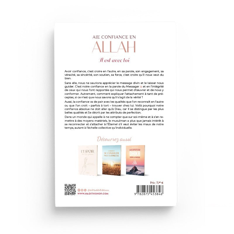 Livre de Muhammad Al-Rûmî, "Aie Confiance En Allah, Il Est Avec Toi", édition Al-Hadith, couverture avec texte et design simple.