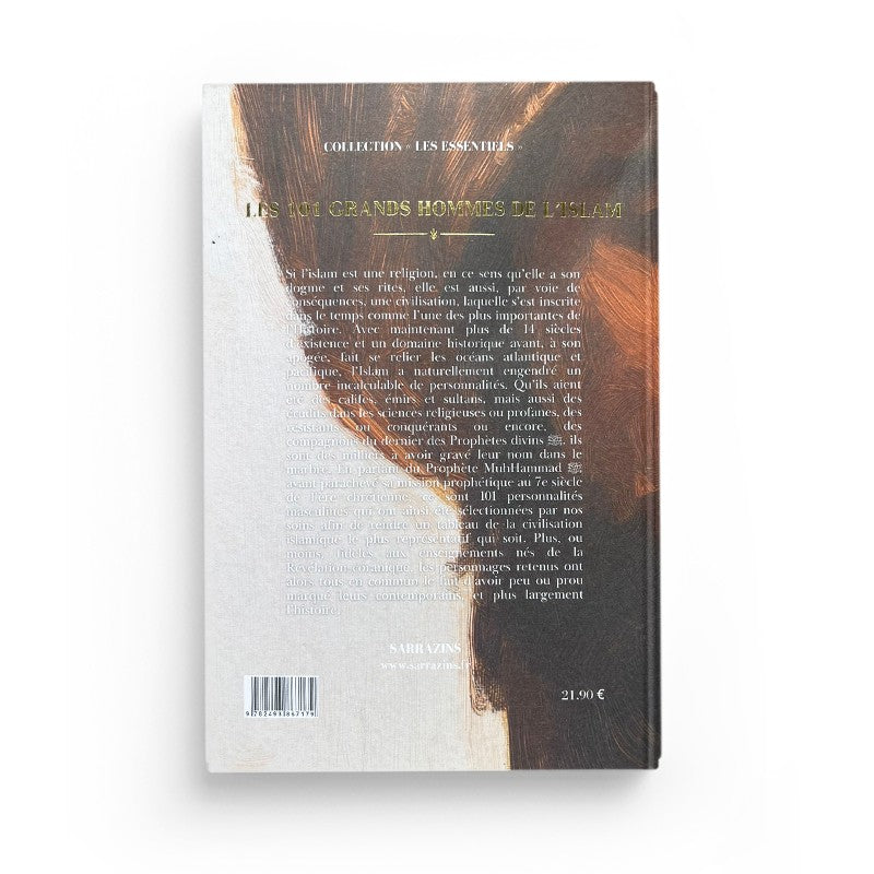 Livre "Les 101 grands Hommes de l'Islam" de Sarrazins, couverture avec titre et image de figures historiques musulmanes.