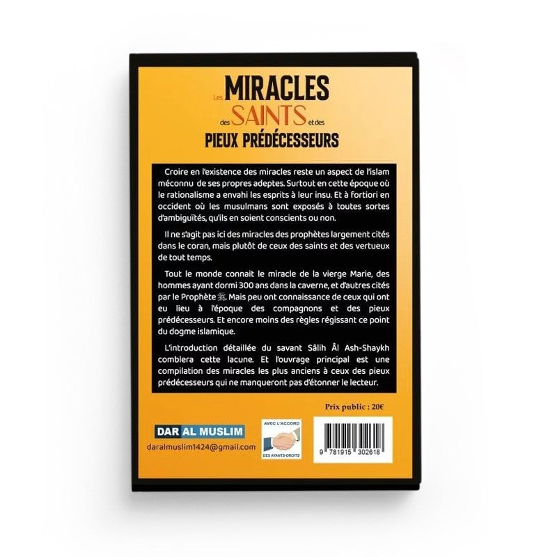 Livre "Les Miracles des Saints et des Pieux Prédécesseurs" d'Imam Al-Lâlakâ’i, publié par Dar Al Muslim, couverture avec texte en arabe.