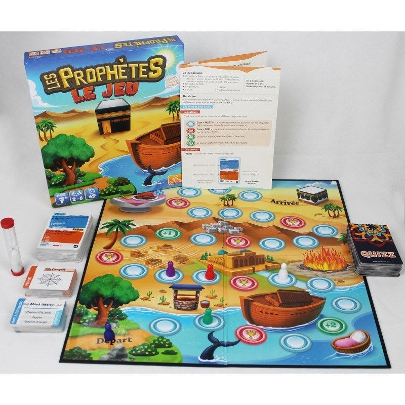 Jeu de cartes éducatif Les Prophètes par Osratouna, questions et défis pour adultes, cartes colorées avec illustrations.