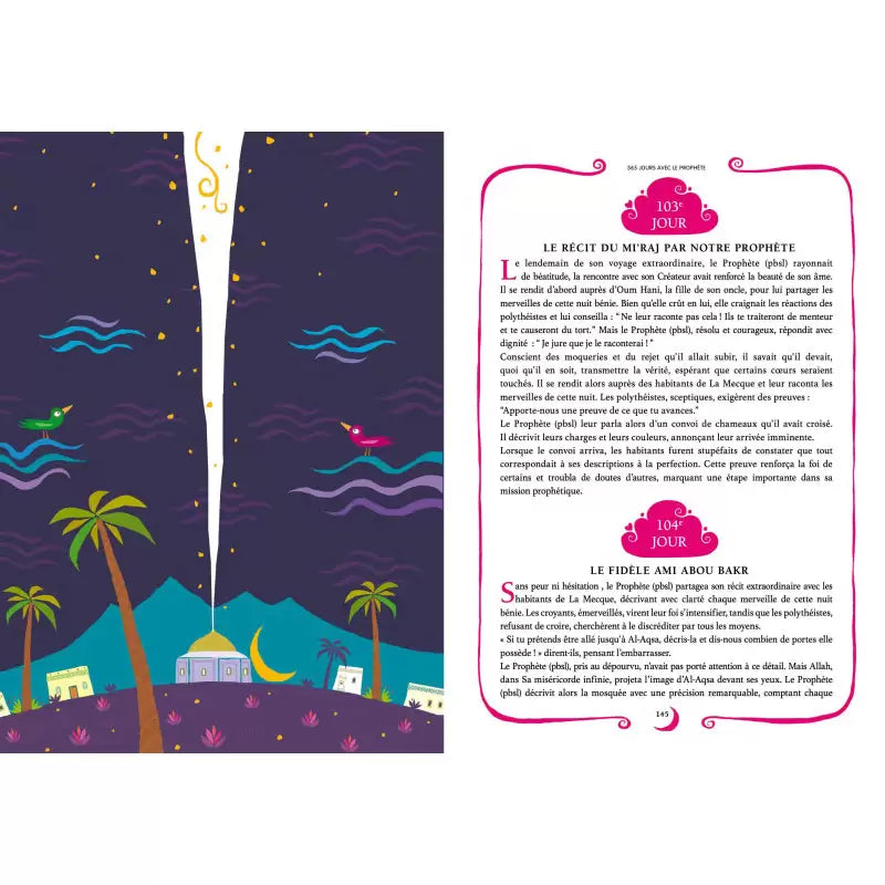 Livre pour enfants "365 Jours Avec Le Prophète" de SanaKids, couverture colorée avec illustrations pour la jeunesse.
