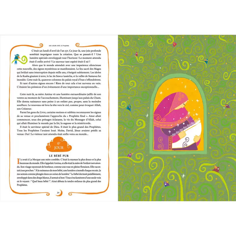 Livre jeunesse SanaKids "365 Jours Avec Le Prophète" illustré, destiné aux enfants, avec une couverture colorée et attrayante.