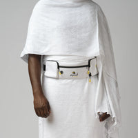 Ceinture El-Mouhrim Hajj & Omra noire ou blanche, en tissu léger, portée traditionnellement pour les rites religieux musulmans.