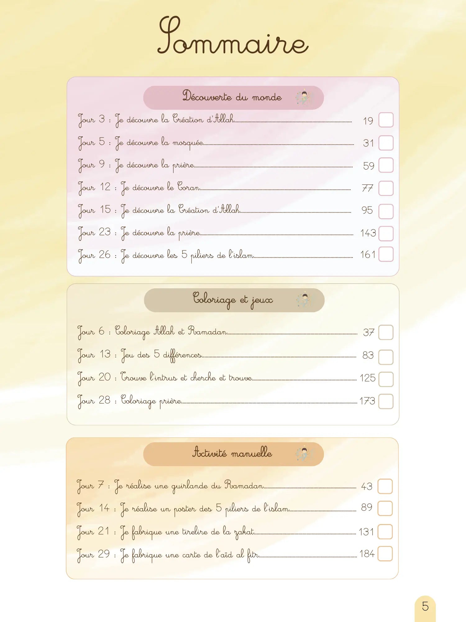 Cahier Montessori Ramadan – Bébé Ali