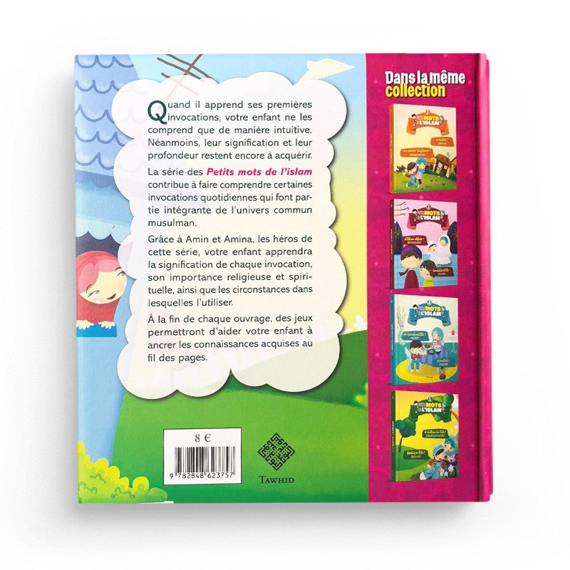 Livre pour enfants "Petits mots de l’islam" par Edition Tawhid, illustré avec des mots en arabe et en français.