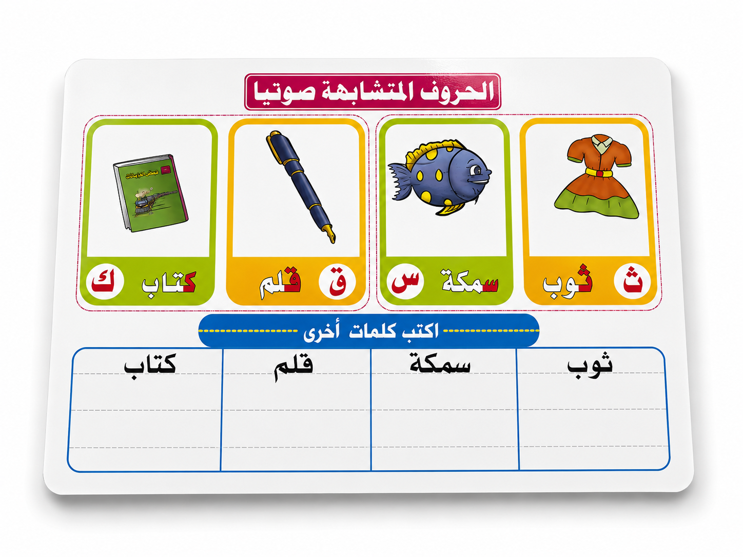 Cartes Éducatives Effaçables Pour Apprendre L'Arabe