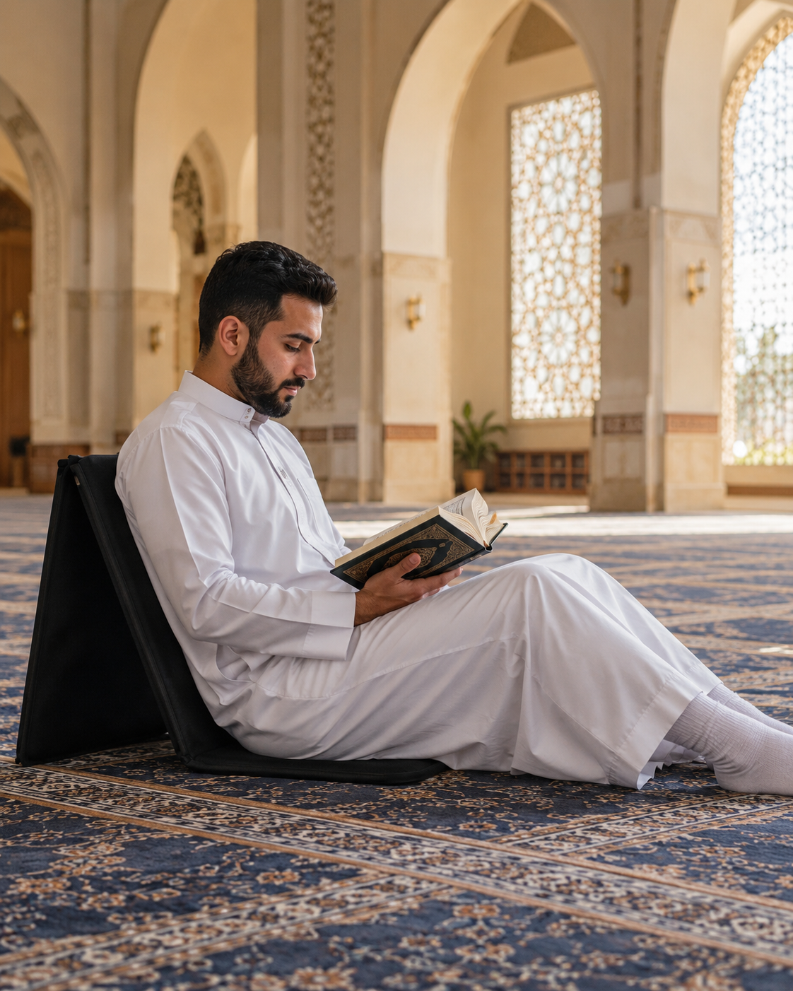 Tapis de prière Sana Edition Le Tapis Du Vendredi, design confortable avec soutien optimal, motif islamique traditionnel.