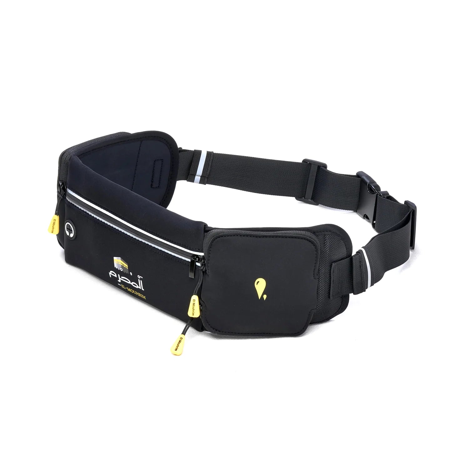 Ceinture noire ou blanche El-Mouhrim pour Hajj et Omra, en tissu léger, vue de côté.