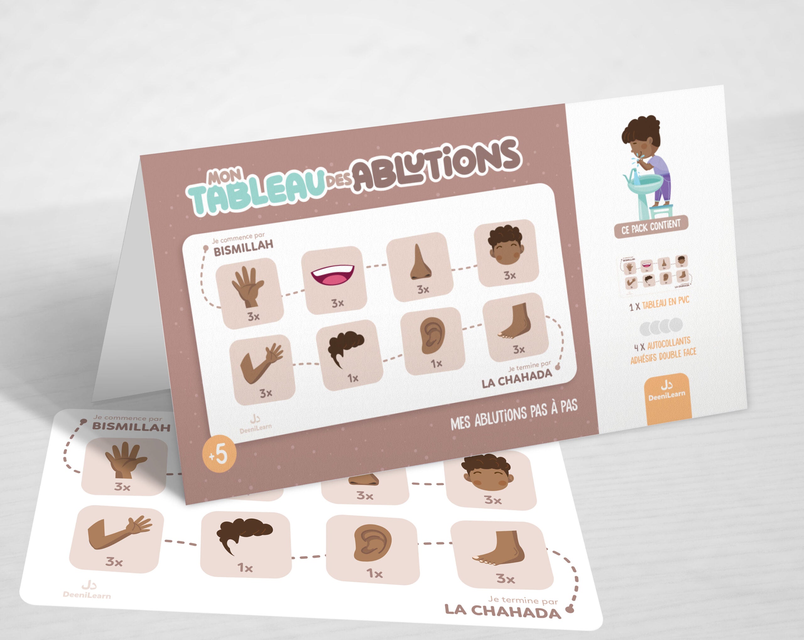 Mon Tableau des Ablutions Beige – Mes Ablutions Pas à Pas – Deenilearn