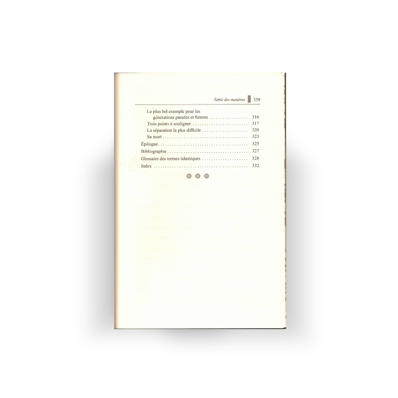 Fin de la table des matières du livre Ces Femmes Aux Côtés Du Messager avec bibliographie, glossaire et index