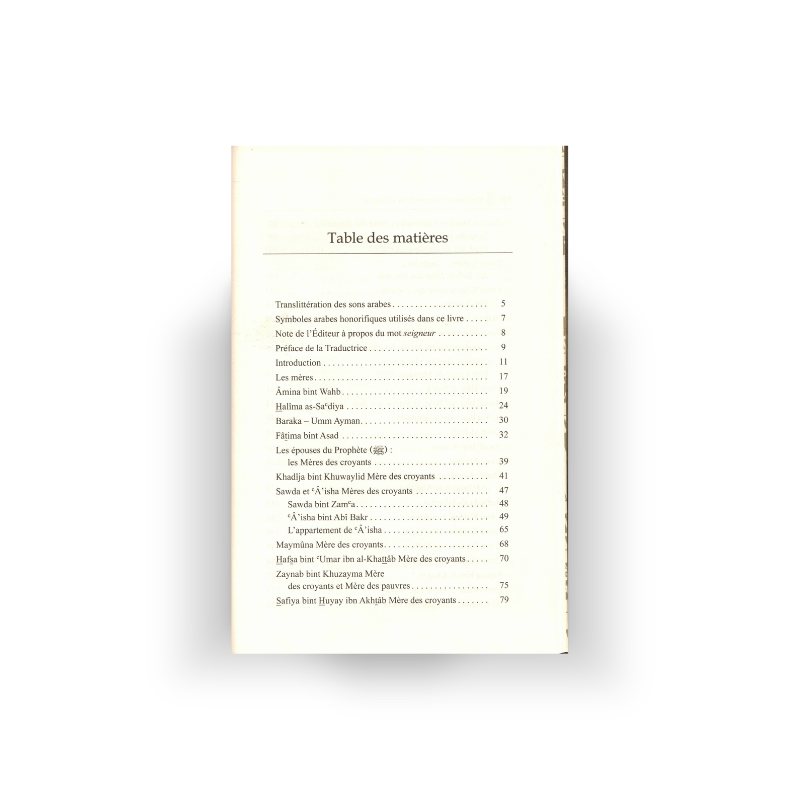 Table des matières du livre Ces Femmes Aux Côtés Du Messager présentant l’introduction et les premières biographies