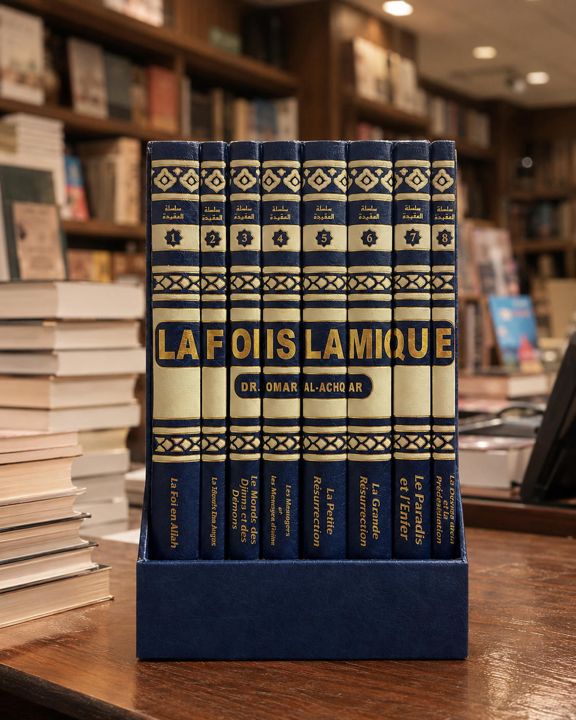 Livre La Foi Islamique, coffret Omar Al Achqar en 8 volumes, publié par IIPH, visible avec couverture et titres clairs.