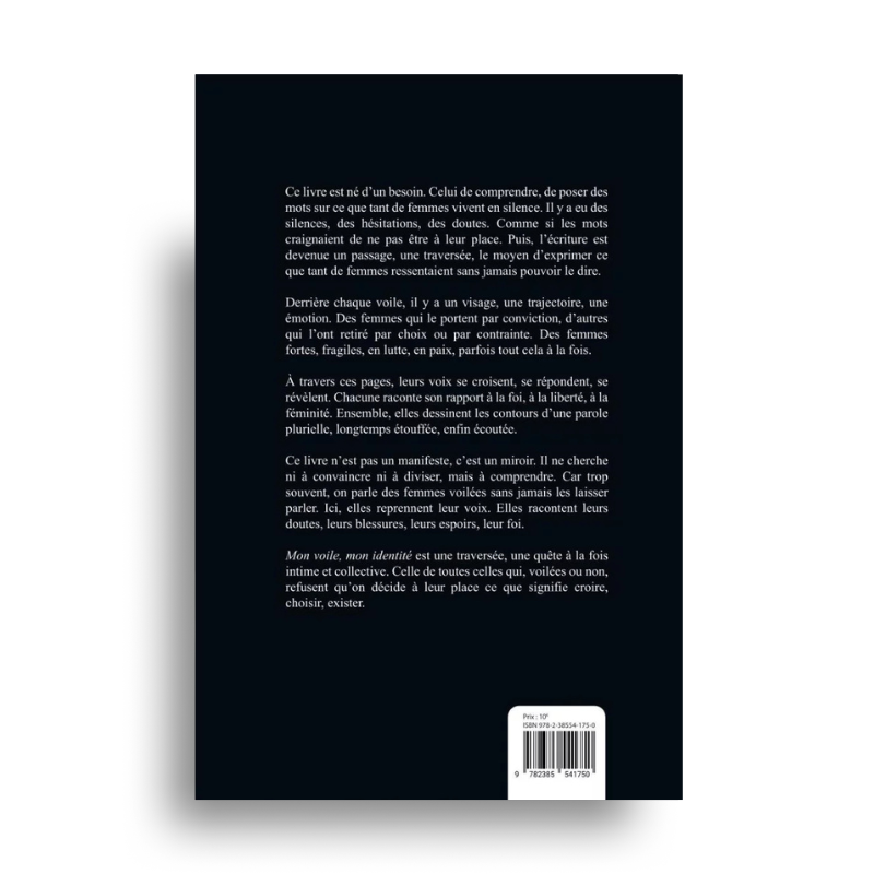 Livre Mon Voile Mon Identité par Héritage Édition, couverture avec design sans titre, témoignages et parcours inspirants.
