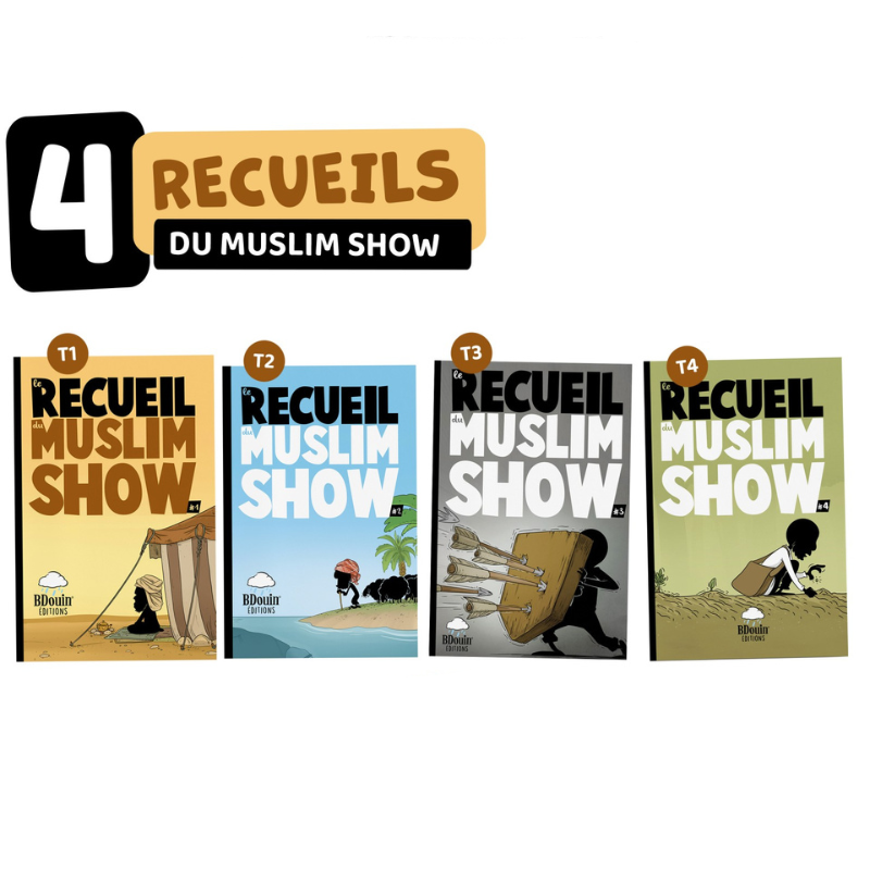 Livre enfant Muslim Show Bdouin, pack complet de 4 livres best-sellers avec illustrations colorées et contenu éducatif pour enfants.