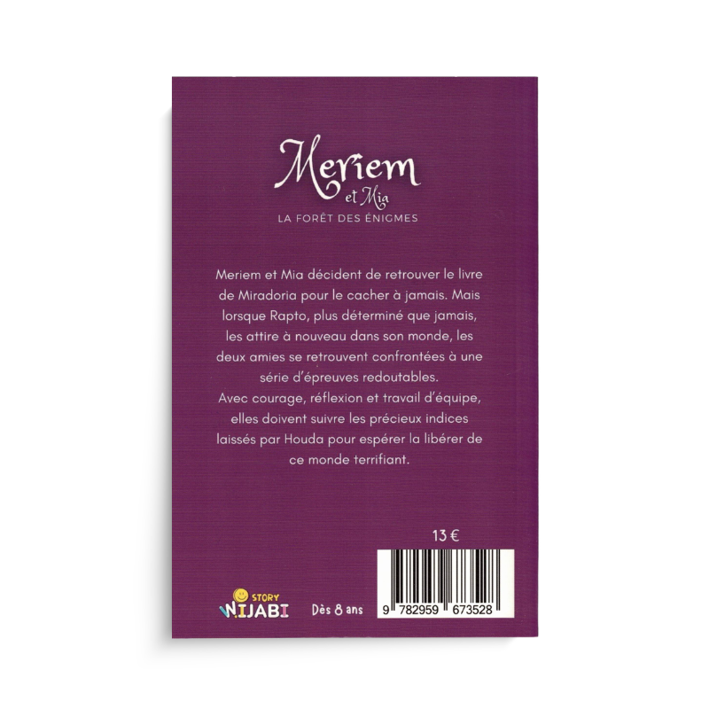 Livre pour enfants Meriem et Mia Tome 3 La Forêt des Énigmes de Wijabi Story, couverture colorée avec personnages de forêt.