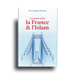 Livre "Les ponts entre la France et l’Islam" d'Héritage Édition, couverture avec design abstrait, pages visibles.
