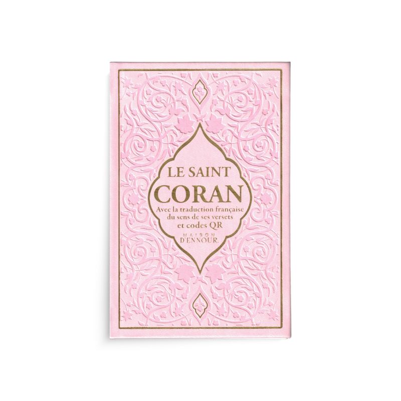 Coran Arabe Français avec QR code, 10 x 14 cm, édition Maison D'Ennour, couverture décorative avec texte en arabe et français.