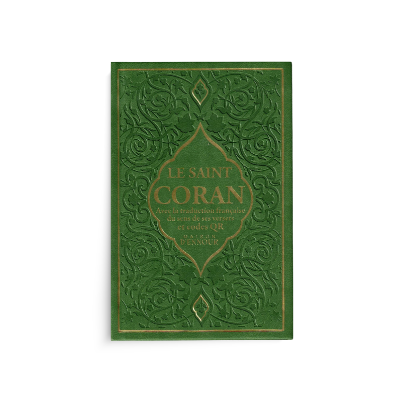 Coran arabe français avec QR code, dimension 10x14 cm, publié par Maison D'Ennour, affiché avec design élégant.