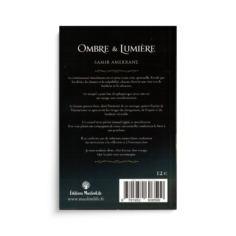 Livre Ombre & Lumière de Samir Amekrane, publié par Muslim Life, couverture avec design artistique.