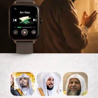 Montre connectée Iqibla Qwatch S6 avec affichage du Coran et Azan, design moderne pour la prière et la foi musulmane.