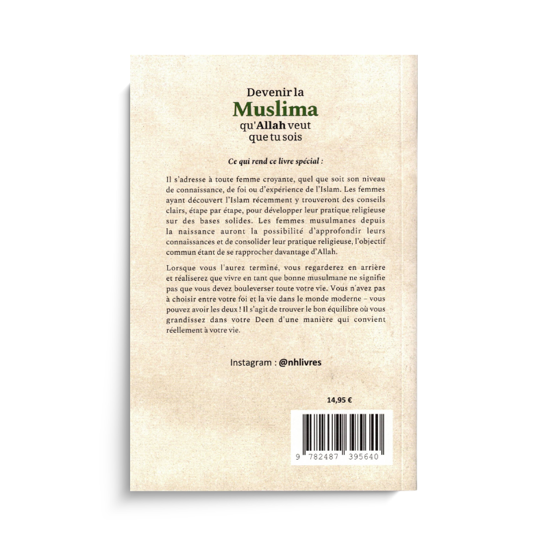 Livre "Devenir La Muslima Qu’Allah Veut Que Tu Sois" de Heartfelt Hikma avec couverture illustrée colorée.