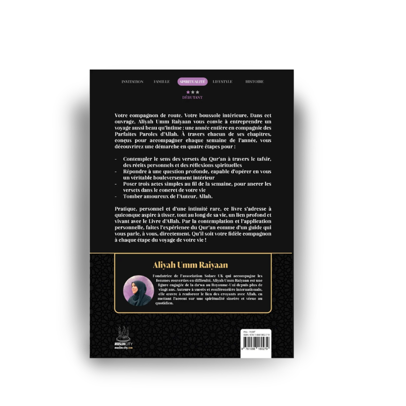 Livre "Vivre Avec Le Qur'an" de Muslim City avec couverture illustrée représentant un design élégant et inspirant.