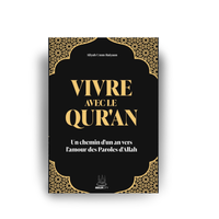 Livre "Vivre Avec Le Qur'an" par Muslim City, couverture avec design élégant, dédié à l'amour du Coran.
