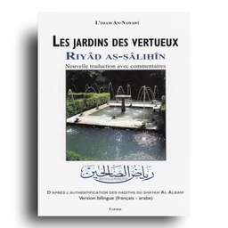 Livre "Les jardins des vertueux commentés" d'An-Nawawi sur la foi islamique, publié par l'Edition Tawhid, avec couverture illustrée.