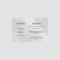 Autocollants transparents avec écritures en arabe et français, conçus pour posters, de la marque Sana Edition.