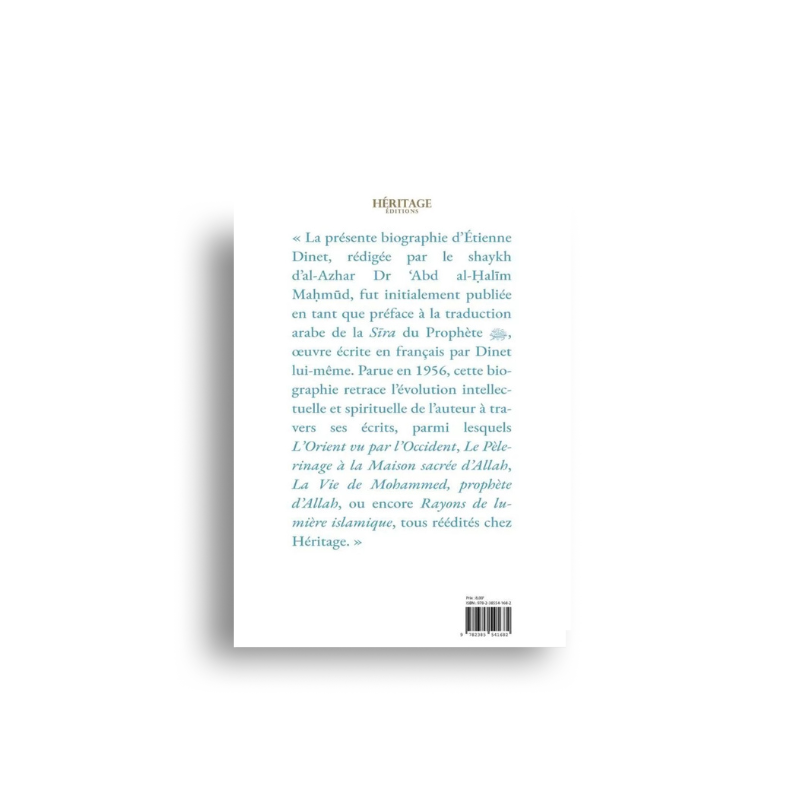 Livre Vie et Pensée de Nâsir Al-Dîn Dinet édité par Héritage Éditions, couverture avec design artistique et texte en français.