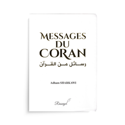 Livre Messages du Coran par Adham Sharkawi avec couverture illustrée, édition Rassayel en français, design coloré et artistique.