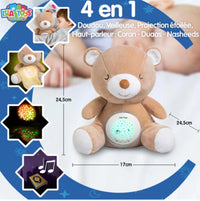 Ourson veilleuse coranique beige pour enfants, jouet électronique avec détecteur de pleurs, marque ISLATOYS.