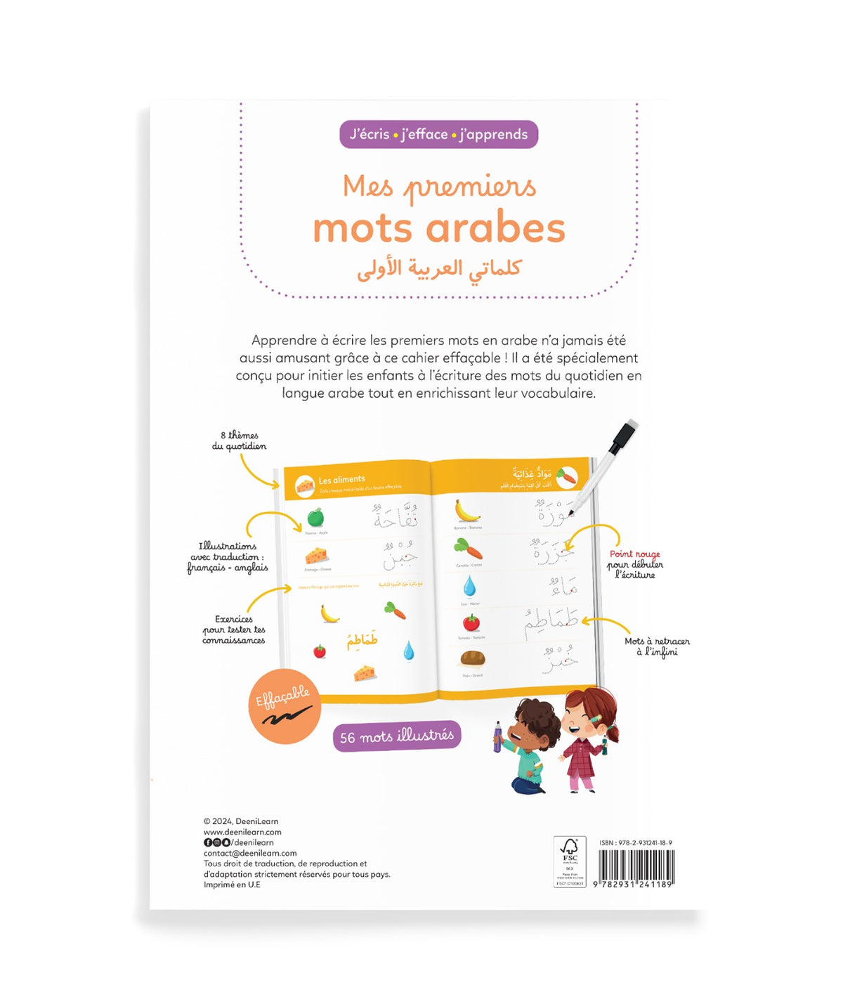 J’écris, J’efface, J’apprends – Mes Premiers Mots Arabes – Deenilearn