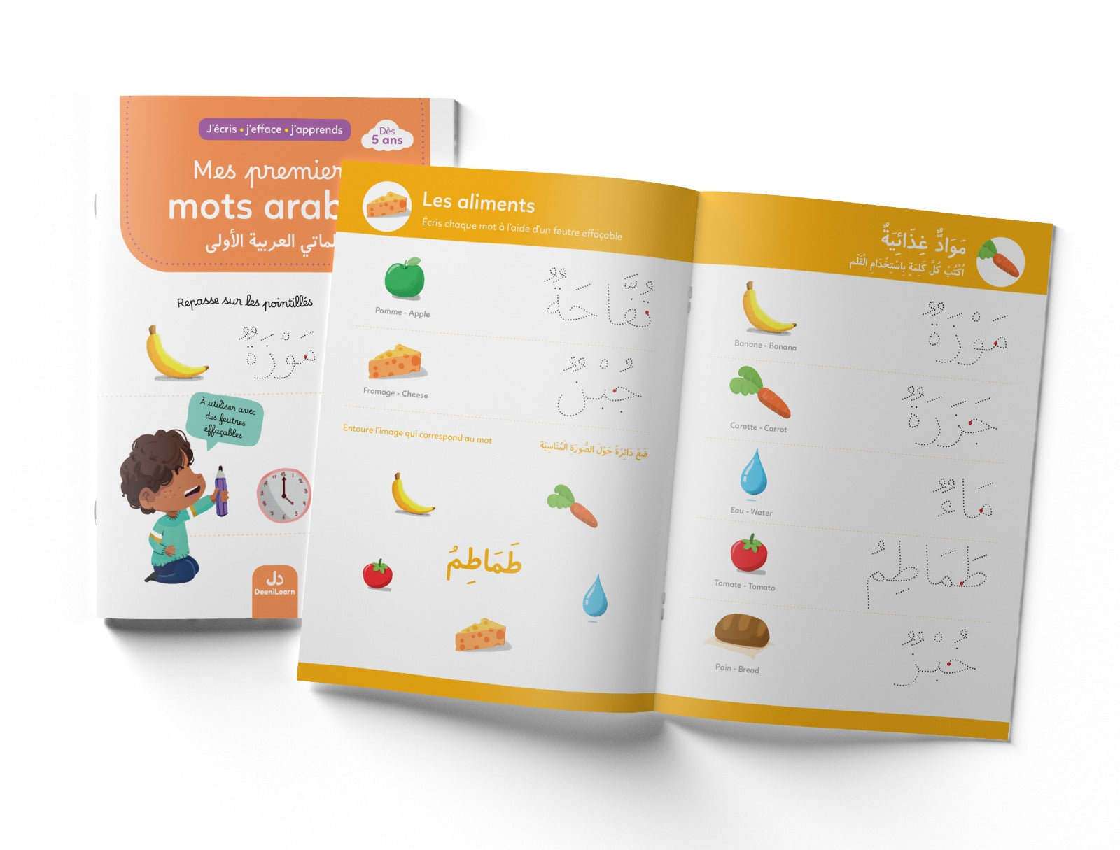 J’écris, J’efface, J’apprends – Mes Premiers Mots Arabes – Deenilearn