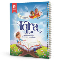 Livre enfant Learning Roots Iqra – Méthode ludique de lecture coranique, couverture colorée avec illustrations éducatives.