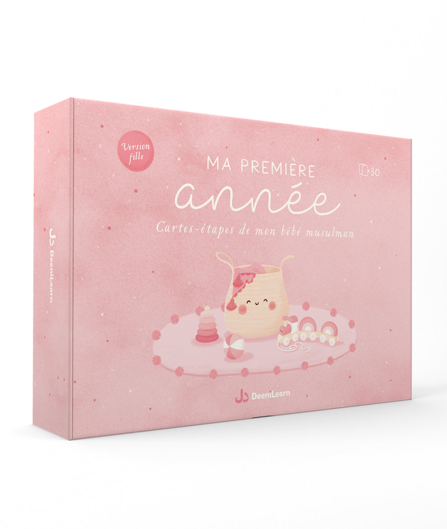 Jeux pour enfant Ma Première Année – Cartes étapes pour fille de DeeniLearn, illustrant les progrès de la première année.