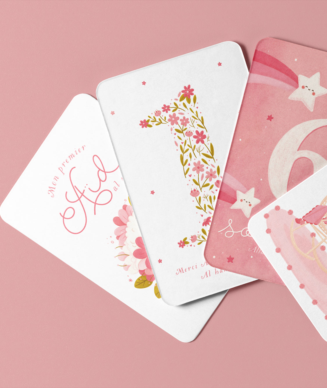Jeu pour enfant DeeniLearn Ma Première Année – Cartes Étapes pour fille, illustrations colorées et éducatives.
