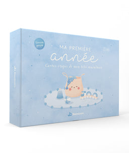 Jeu pour enfant DeeniLearn Ma Première Année – Cartes étapes pour garçon, illustrations colorées et éducatives.