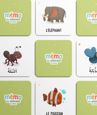 Jeu éducatif Mémo des Animaux du Coran par DeeniLearn, cartes illustrées avec animaux mentionnés dans le Coran.