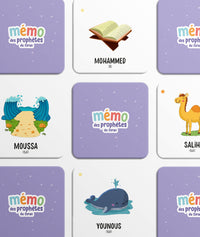 Jeu éducatif Mémo des Prophètes du Coran de DeeniLearn avec cartes illustrant les prophètes islamiques.