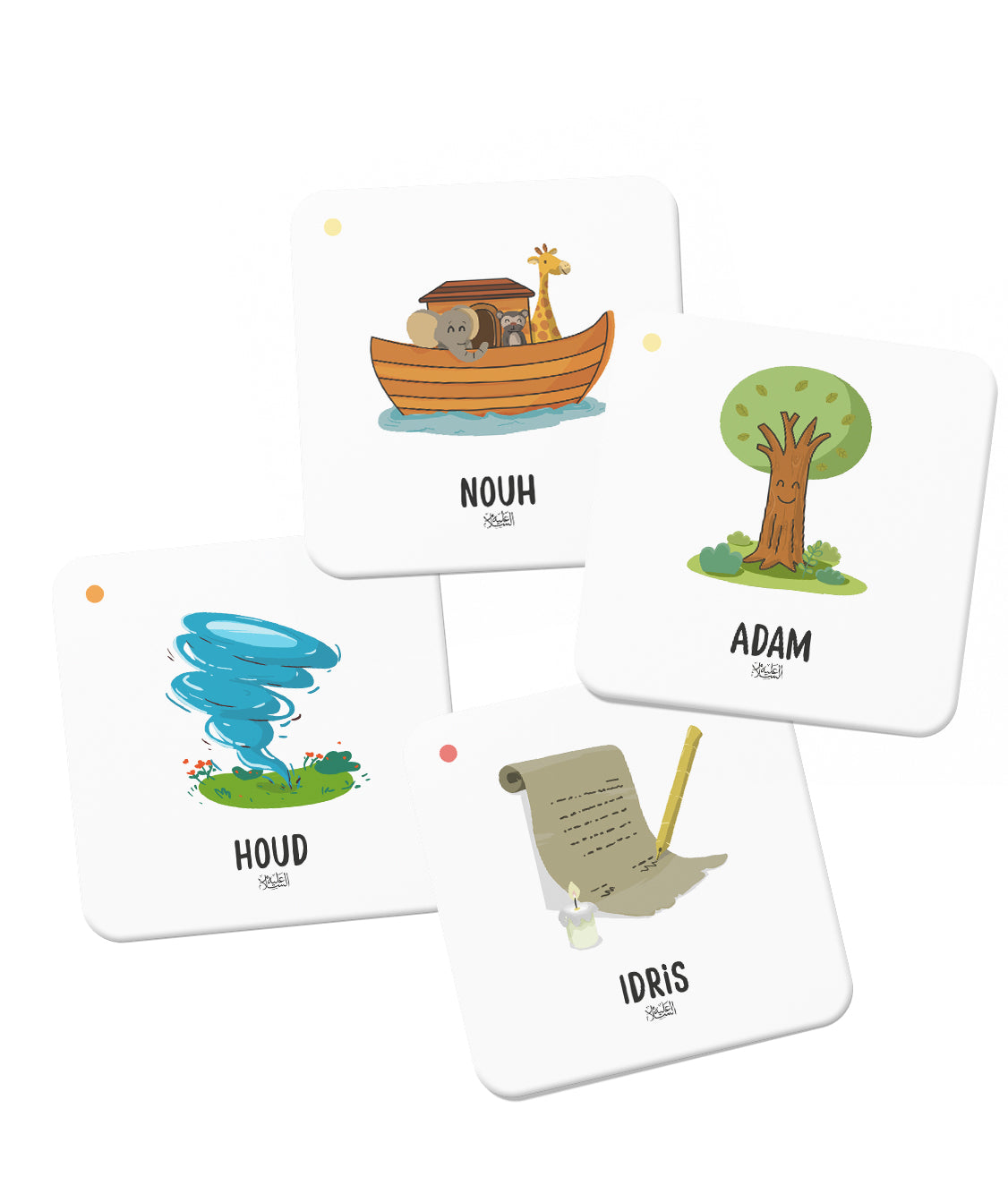 Jeu éducatif Mémo des Prophètes du Coran par DeeniLearn, cartes illustrées pour apprendre les prophètes islamiques.