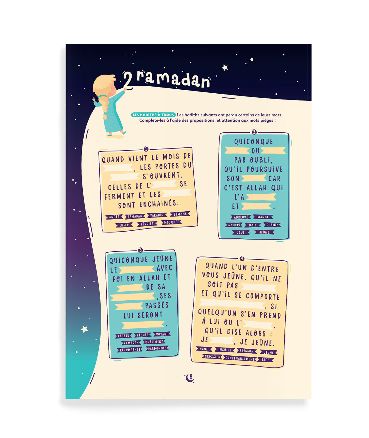 Cahier d’activités pour enfants sur le Ramadan de la marque DeeniLearn, avec illustrations et exercices pour les enfants dès 6 ans.